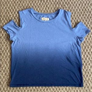 navy shoulder cutout tshirt